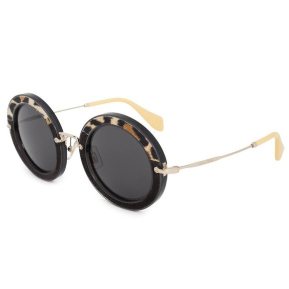 Miu Miu Havana Round Sunglasses - Picture 2 of 5